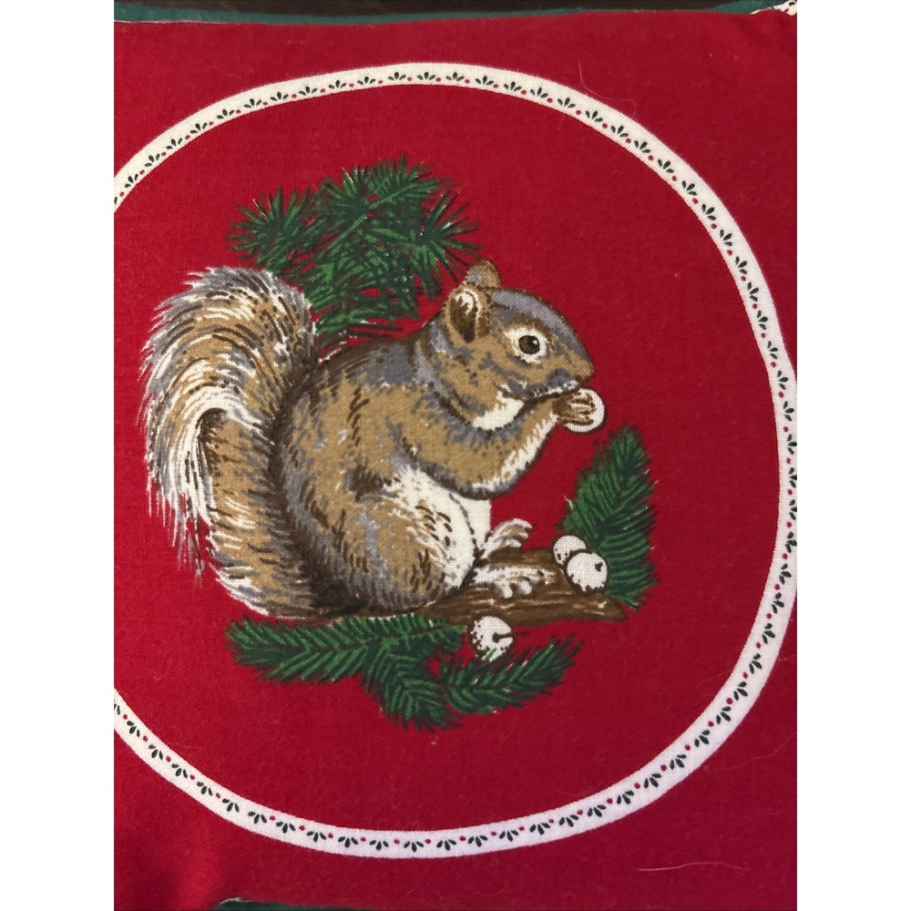 Christmas Throw Pillows Winter Squirrel & Fawn Holiday Home Decor 7" X 7" - Picture 6 of 7